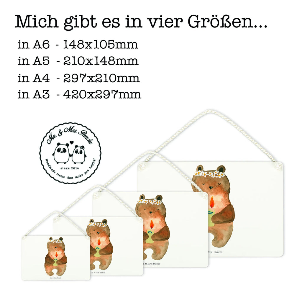 Deko Schild Kommunion-Bär Dekoschild, Deko Schild, Schild, Tür Schild, Türschild, Holzschild, Wandschild, Wanddeko, Bär, Teddy, Teddybär, Kommunion, Gottes Segen, Taufkerze, katholisch