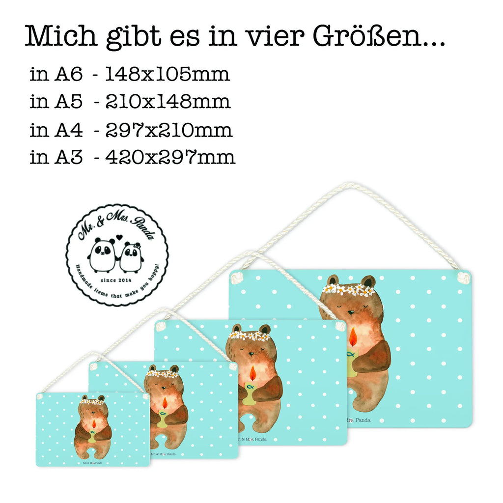 Deko Schild Kommunion-Bär Dekoschild, Deko Schild, Schild, Tür Schild, Türschild, Holzschild, Wandschild, Wanddeko, Bär, Teddy, Teddybär, Kommunion, Gottes Segen, Taufkerze, katholisch