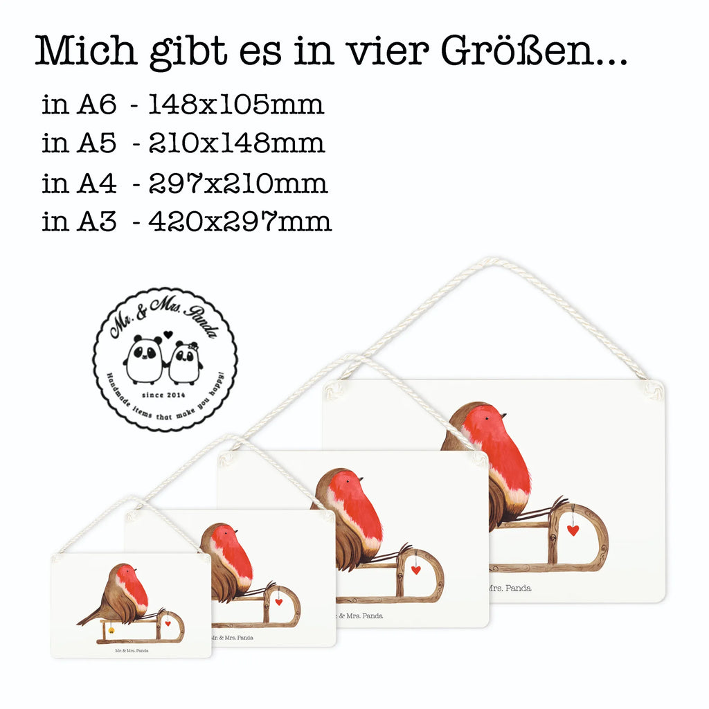 Deko Schild Rotkehlchen Schlitten Dekoschild, Deko Schild, Schild, Tür Schild, Türschild, Holzschild, Wandschild, Wanddeko, Winter, Weihnachten, Weihnachtsdeko, Nikolaus, Advent, Heiligabend, Wintermotiv, Schlitten, Vogel