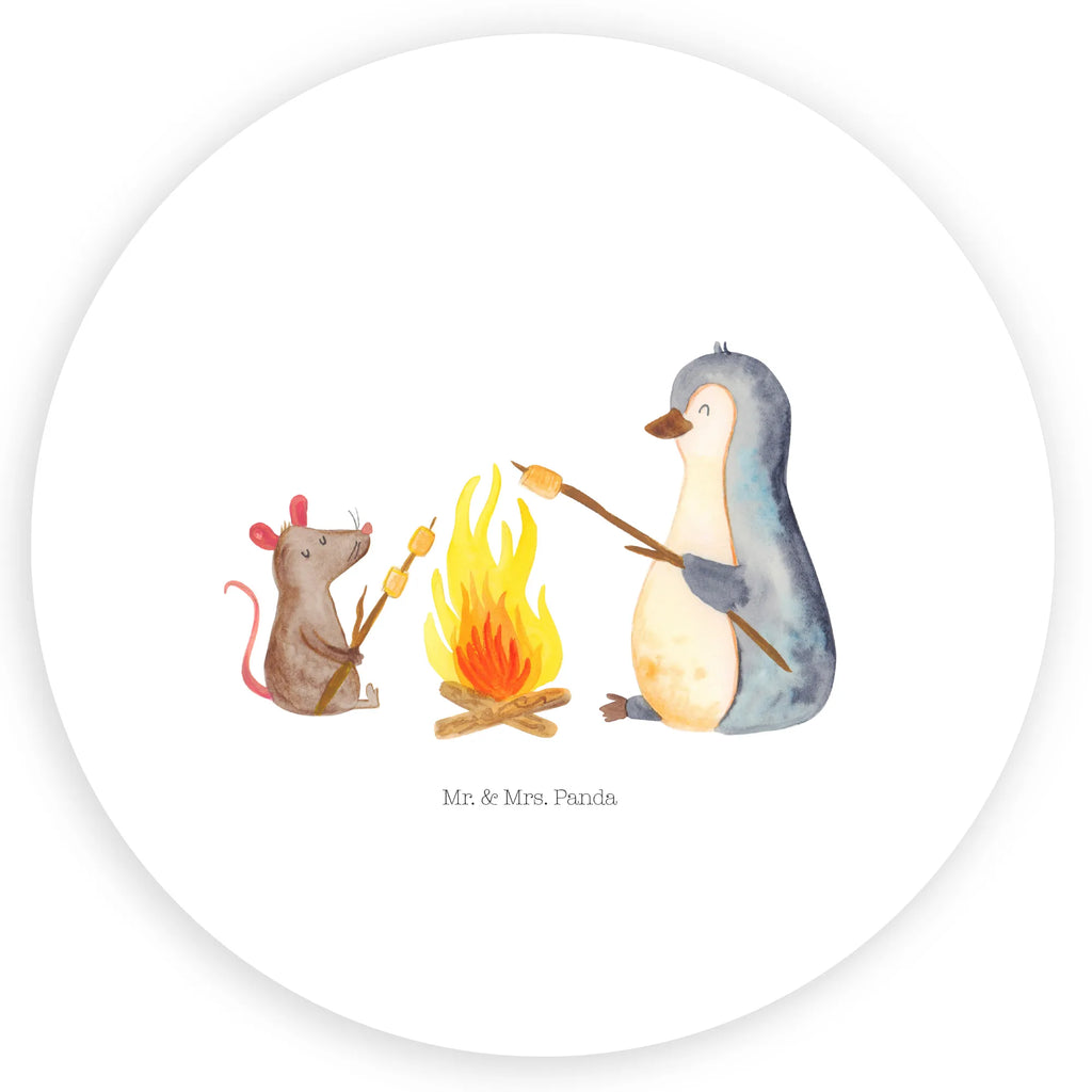 Rund Aufkleber Pinguin Lagerfeuer Sticker, Aufkleber, Etikett, Pinguin, Maus, Pinguine, Lagerfeuer, Leben, Arbeit, Job, Motivation, Büro, Büroalltag, Lebensspruch, Lebensmotivation, Neustart, Liebe, grillen, Feuer, Marshmallows