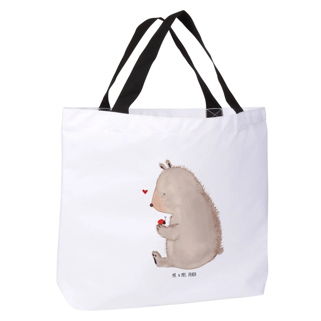 Shopper Bär Marienkäfer Beutel, Einkaufstasche, Tasche, Strandtasche, Einkaufsbeutel, Shopper, Schultasche, Freizeittasche, Tragebeutel, Schulbeutel, Alltagstasche, Bär, Teddy, Teddybär, Marienkäfer, Liebe, Freiheit, Motivation, Das Leben ist schön