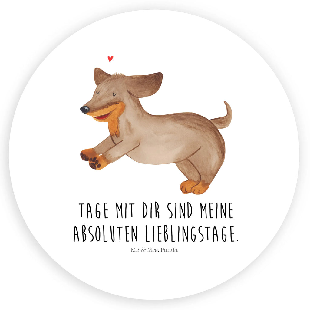 Rund Aufkleber Hund Dackel fröhlich Sticker, Aufkleber, Etikett, Hund, Hundemotiv, Haustier, Hunderasse, Tierliebhaber, Hundebesitzer, Sprüche, Hunde, Dackel, Dachshund, happy dog