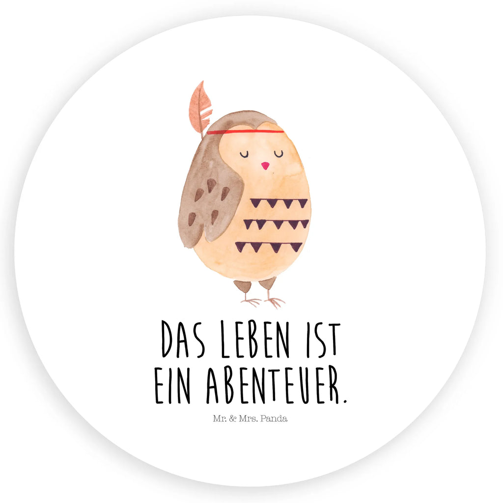 Rund Aufkleber Eule Federschmuck Sticker, Aufkleber, Etikett, Eule, Eule Deko, Owl, Das Leben ist ein Abenteuer, Reisespruch, Federschmuck, Dekoration