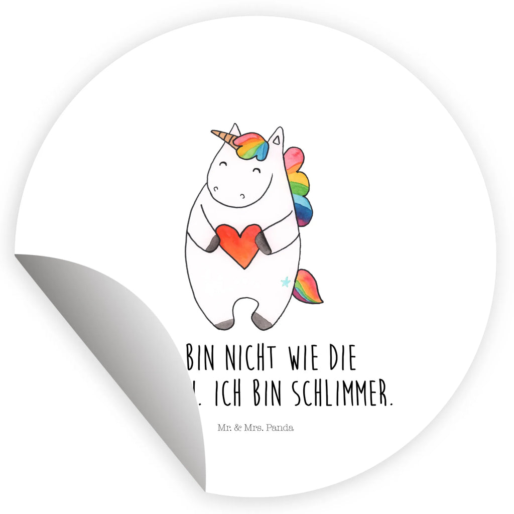 Rund Aufkleber Einhorn Herz Sticker, Aufkleber, Etikett, Einhorn, Einhörner, Einhorn Deko, Pegasus, Unicorn, Herz, schlimm, böse, witzig, lustig, Freundin, anders, bunt