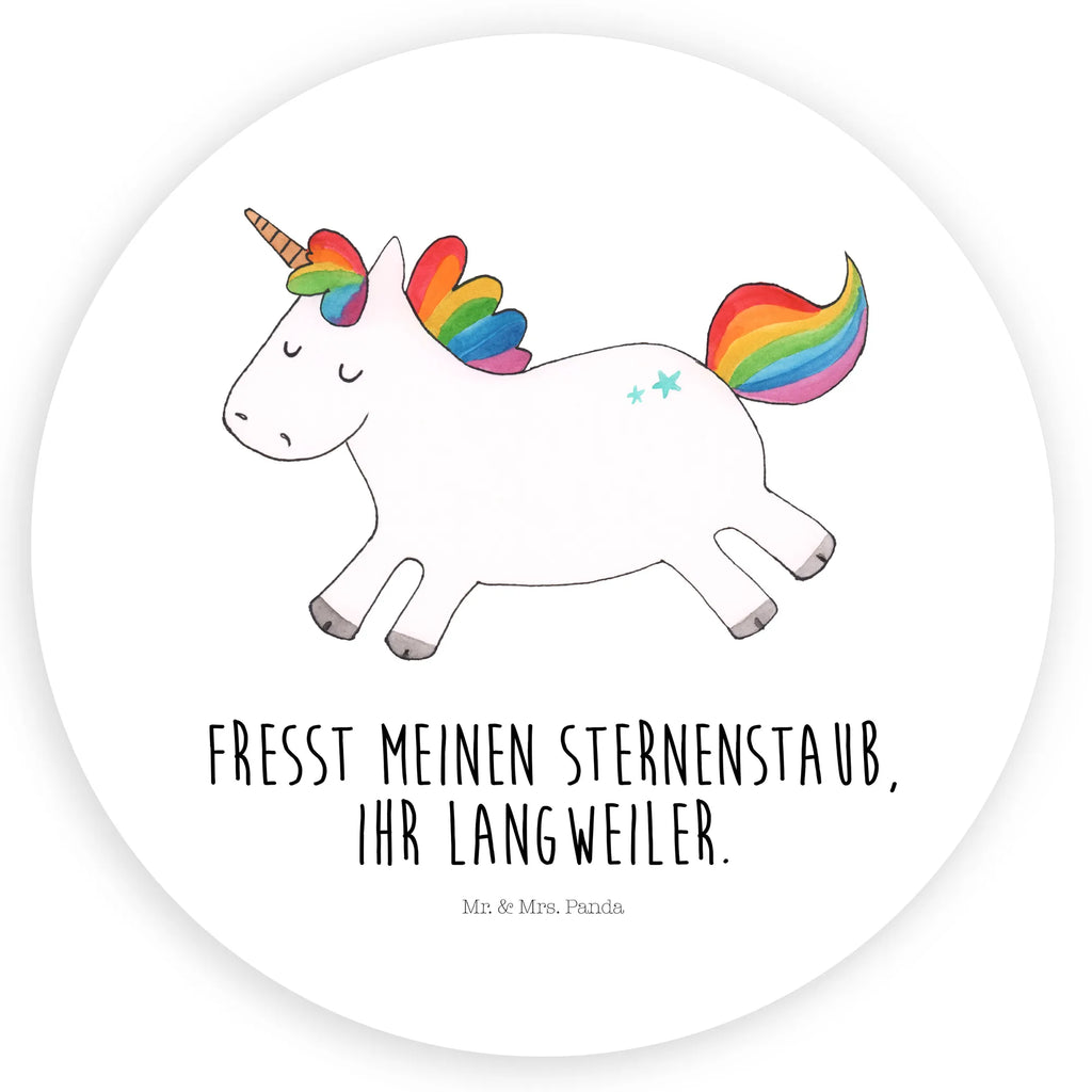 Rund Aufkleber Einhorn Happy Sticker, Aufkleber, Etikett, Einhorn, Einhörner, Einhorn Deko, Pegasus, Unicorn, glücklich, fröhlich, Spaß, Freude, Lebensfreude, witzig, spannend, Lächeln, Lachen