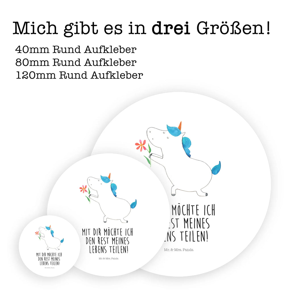 Rund Aufkleber Einhorn Blume Sticker, Aufkleber, Etikett, Einhorn, Einhörner, Einhorn Deko, Pegasus, Unicorn, Liebe, Liebesbeweis, Antrag, Heiratsantrag, Verlobung, Ehepaar, Pärchen, Partner, Freund, Freundin, Ehe, heiraten