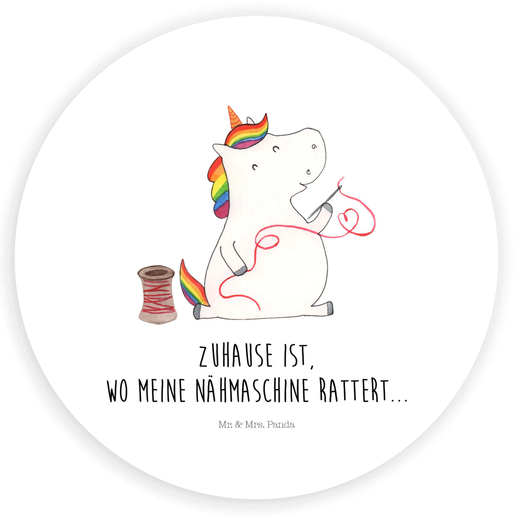 Rund Aufkleber Einhorn Näherin Sticker, Aufkleber, Etikett, Einhorn, Einhörner, Einhorn Deko, Pegasus, Unicorn, Näherin, nähen, Mädchen, Freundin, Häkeln, Stricken, basteln, Nähzimmer