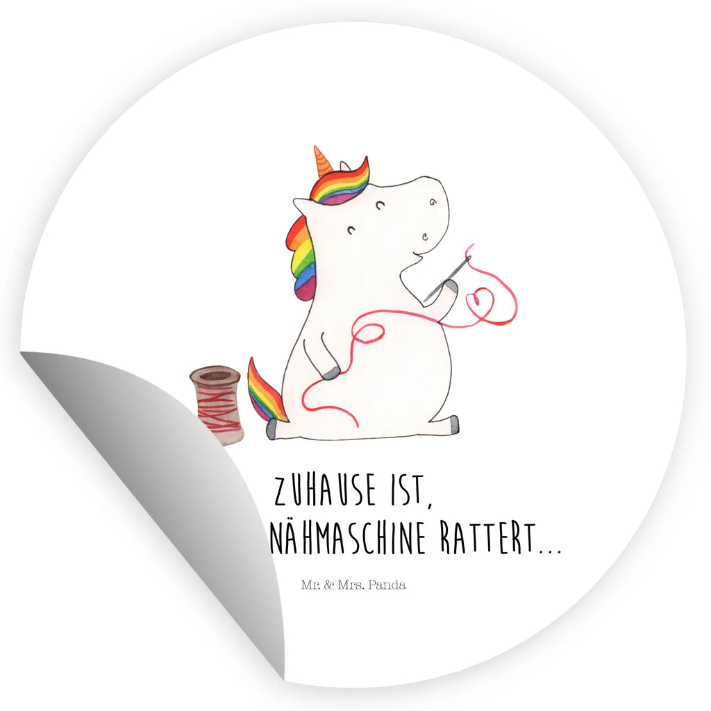 Rund Aufkleber Einhorn Näherin Sticker, Aufkleber, Etikett, Einhorn, Einhörner, Einhorn Deko, Pegasus, Unicorn, Näherin, nähen, Mädchen, Freundin, Häkeln, Stricken, basteln, Nähzimmer