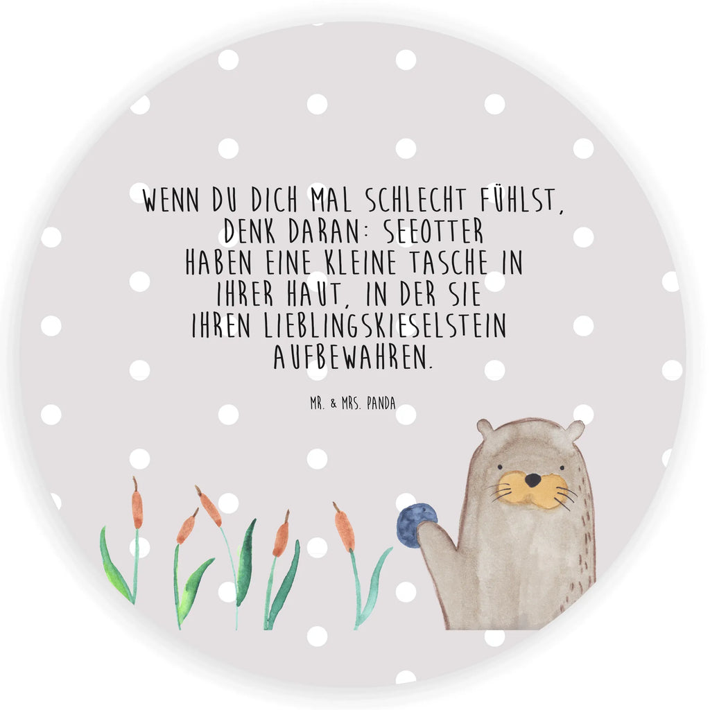 Rund Aufkleber Otter mit Stein Sticker, Aufkleber, Etikett, Otter, Fischotter, Seeotter, Otter Seeotter See Otter