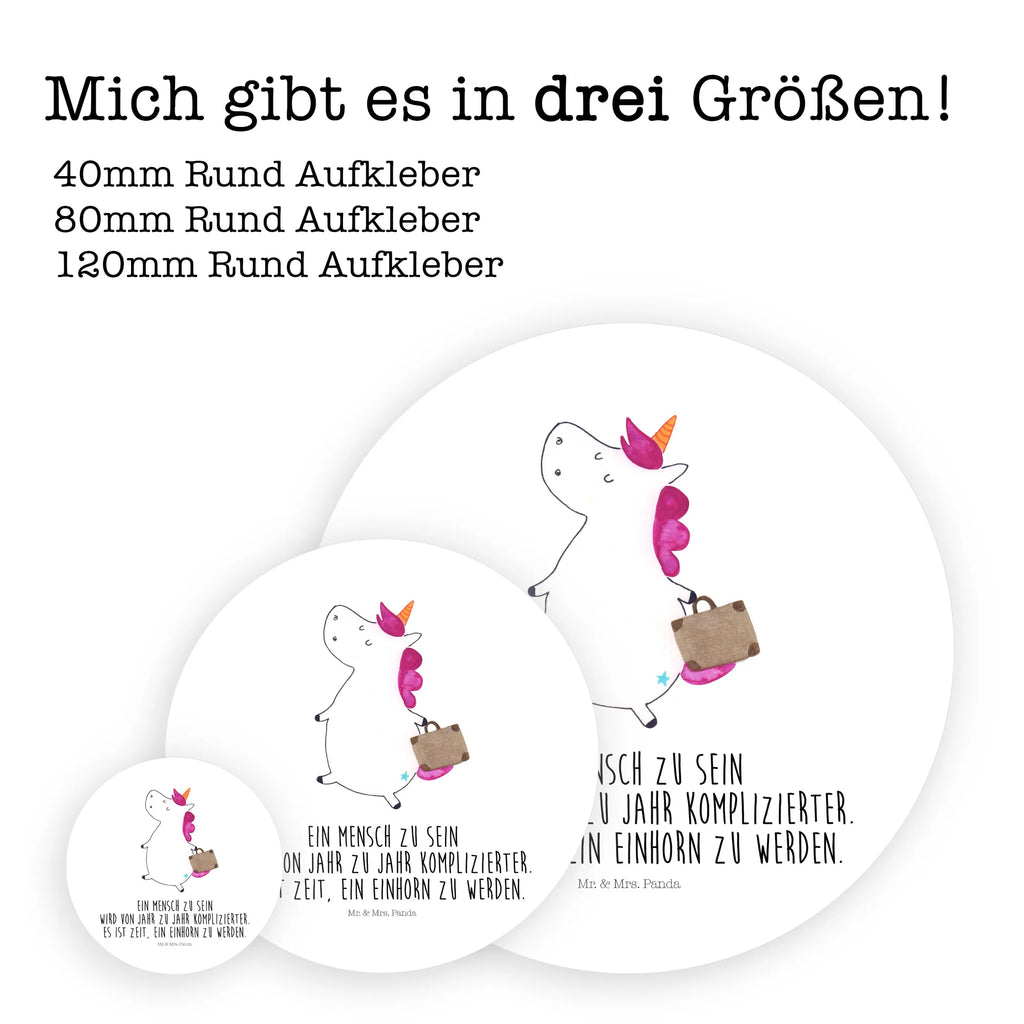 Rund Aufkleber Einhorn Koffer Sticker, Aufkleber, Etikett, Einhorn, Einhörner, Einhorn Deko, Pegasus, Unicorn, unicorn, Koffer, Verreisen, Reise, Gepäck, Abenteuer, Erwachsen, Kind, albern, Spaß, lustig, witzig