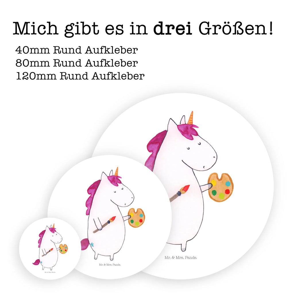 Rund Aufkleber Einhorn Künstler Sticker, Aufkleber, Etikett, Einhorn, Einhörner, Einhorn Deko, Pegasus, Unicorn, Englisch, Künstler, Artist, Malen, Zeichnen, Welt, Farbe, Stift, Pinsel, Geschenk, Maler