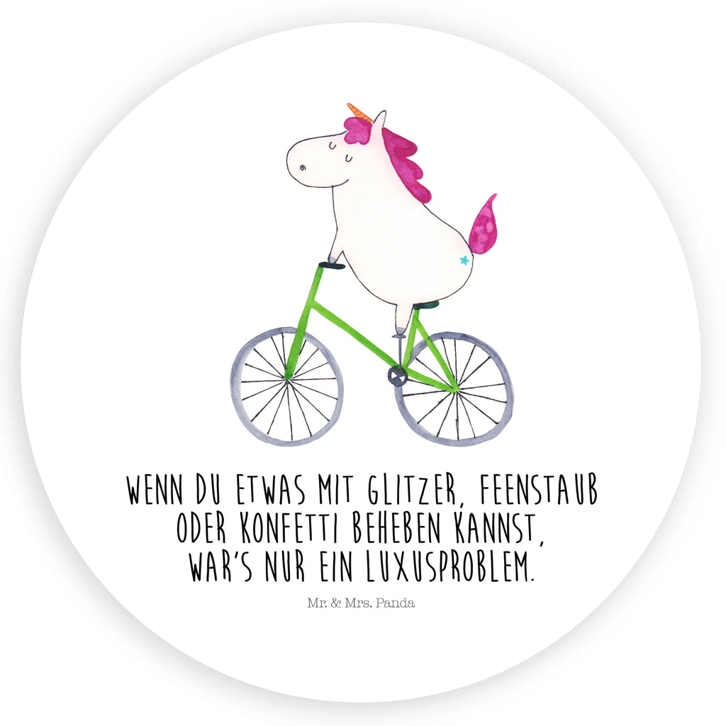 Rund Aufkleber Einhorn Radfahrer Sticker, Aufkleber, Etikett, Einhorn, Einhörner, Einhorn Deko, Pegasus, Unicorn, Radfahren, Radfahrer, Rad, Bike, Feenstaub, Konfetti, Luxusproblem, Kummer, Liebeskummer