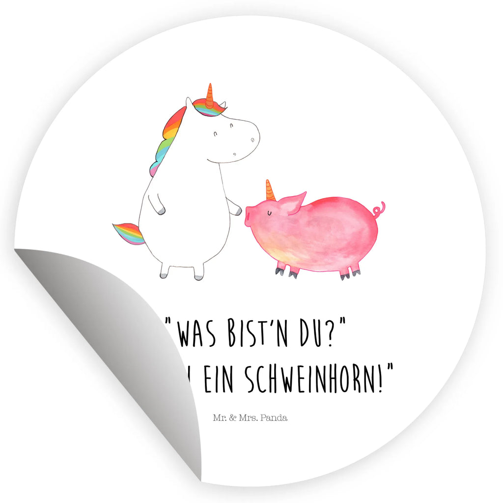 Rund Aufkleber Einhorn + Schweinhorn Sticker, Aufkleber, Etikett, Einhorn, Einhörner, Einhorn Deko, Pegasus, Unicorn, Freundschaft, Schweinhorn, Schwein, Freundin, Schweinchen