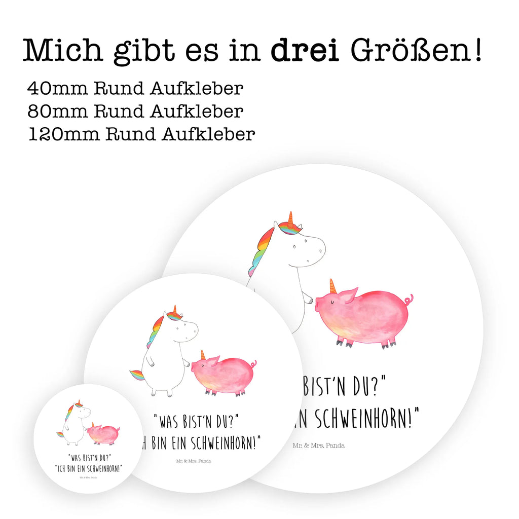 Rund Aufkleber Einhorn + Schweinhorn Sticker, Aufkleber, Etikett, Einhorn, Einhörner, Einhorn Deko, Pegasus, Unicorn, Freundschaft, Schweinhorn, Schwein, Freundin, Schweinchen