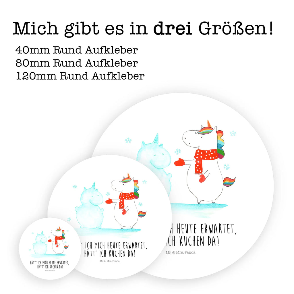 Rund Aufkleber Einhorn Schneemann Sticker, Aufkleber, Etikett, Einhorn, Einhörner, Einhorn Deko, Pegasus, Unicorn, Schneemann, Winter, Schnee, Kuchen, Weihnachten, kalt, Mütze, Handschuhe, X-Mas