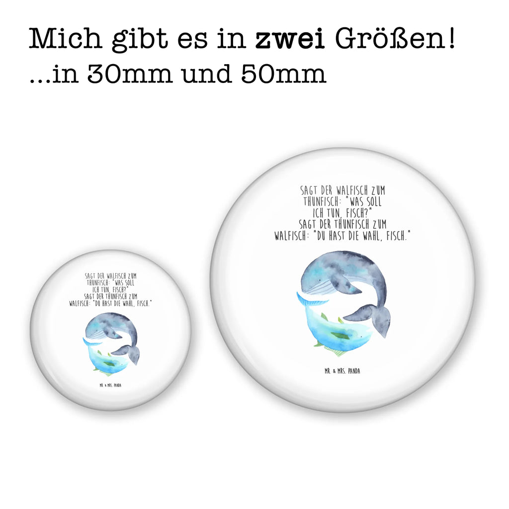 Button Walfisch & Thunfisch 50mm Button, Button, Pin, Anstecknadel, Tiermotive, Gute Laune, lustige Sprüche, Tiere, Wal, Wahl, Tunfisch, Wortwitz lustig, Spruch lustig, Flachwitz, Witz, Spruch des Tages, Flachwitz Geschenk