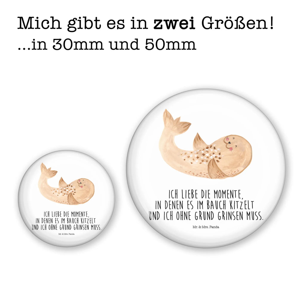 Button Robbe liegend 50mm Button, Button, Pin, Anstecknadel, Tiermotive, Gute Laune, lustige Sprüche, Tiere, Robbe, Robben, Seehund, Strand, Meerestier, Ostsee, Nordsee, Lachen, Freude