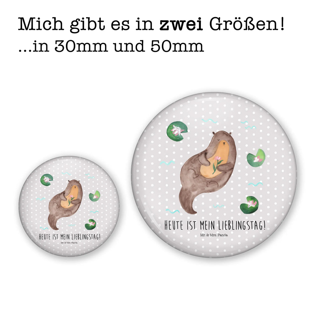 Button Otter mit Seerose 50mm Button, Button, Pin, Anstecknadel, Otter, Fischotter, Seeotter, Otter Seeotter See Otter