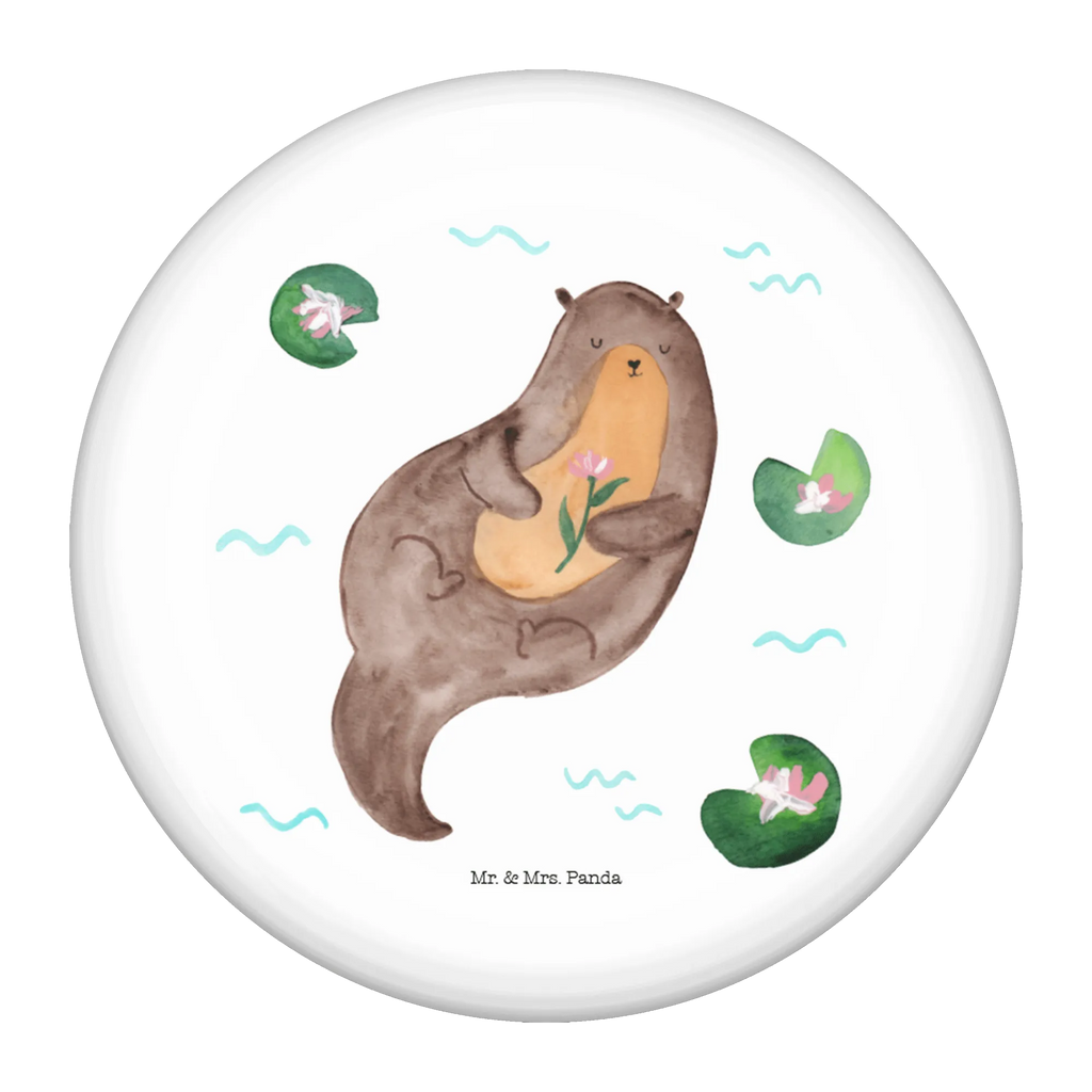 Button Otter mit Seerose 50mm Button, Button, Pin, Anstecknadel, Otter, Fischotter, Seeotter, Otter Seeotter See Otter