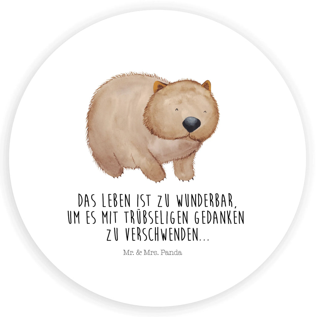 Rund Aufkleber Wombat Sticker, Aufkleber, Etikett, Tiermotive, Gute Laune, lustige Sprüche, Tiere, Wombat, Das Leben ist schön, Motivation, Spruch, Australien