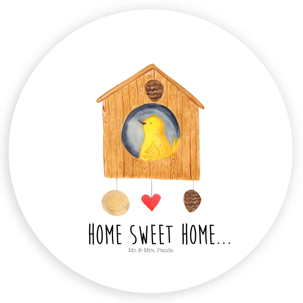 Rund Aufkleber Vogelhaus sweet Home Sticker, Aufkleber, Etikett, Tiermotive, Gute Laune, lustige Sprüche, Tiere, Vogelhaus, Vogel, Home sweet Home, Einzug, Umzug, Geschenk, Einzugsgeschenk, Hausbau, Haus