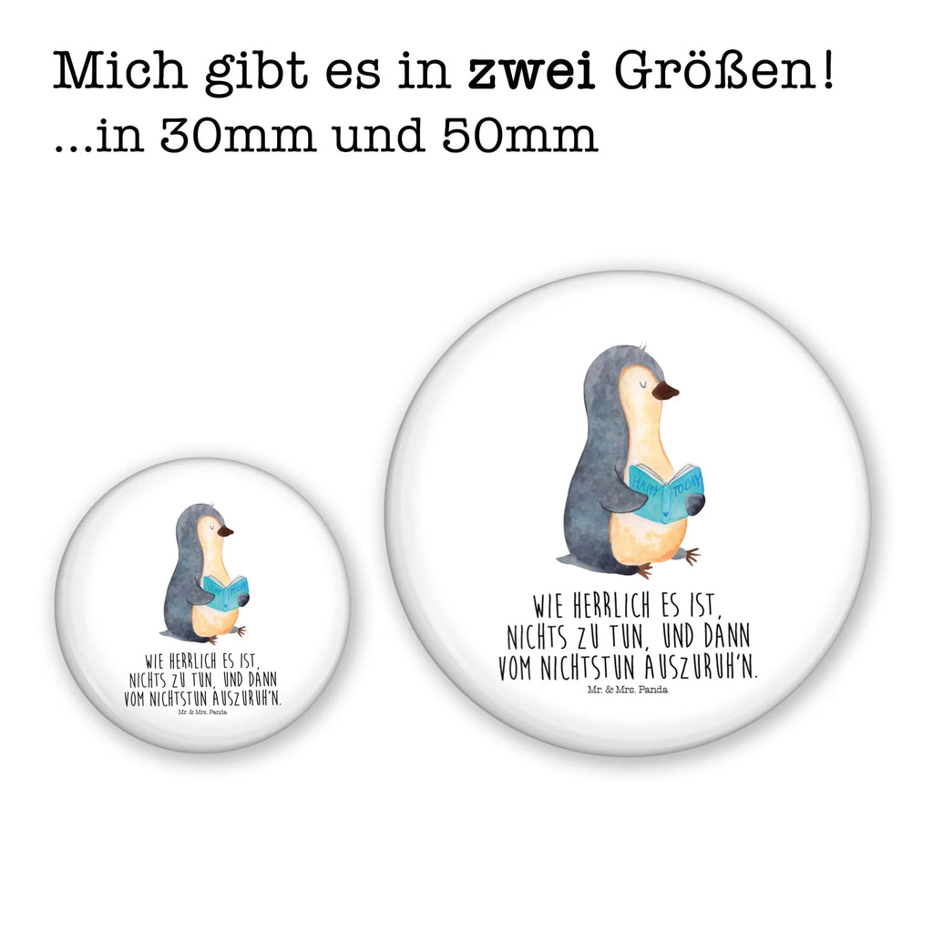 Button Pinguin Buch 50mm Button, Button, Pin, Anstecknadel, Pinguin, Pinguine, Buch, Lesen, Bücherwurm, Nichtstun, Faulenzen, Ferien, Urlaub, Freizeit