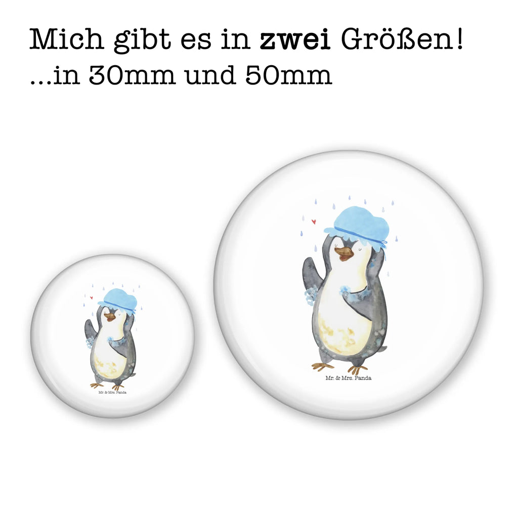 Button Pinguin duscht 50mm Button, Button, Pin, Anstecknadel, Pinguin, Pinguine, Dusche, duschen, Lebensmotto, Motivation, Neustart, Neuanfang, glücklich sein