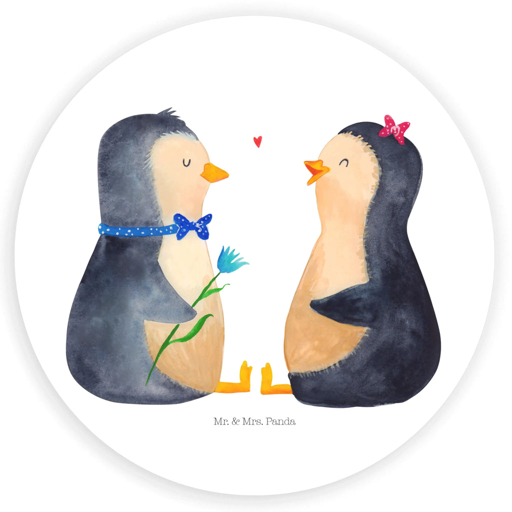 Rund Aufkleber Pinguin Pärchen Sticker, Aufkleber, Etikett, Pinguin, Pinguine, Liebe, Liebespaar, Liebesbeweis, Liebesgeschenk, Verlobung, Jahrestag, Hochzeitstag, Hochzeit, Hochzeitsgeschenk, große Liebe, Traumpaar