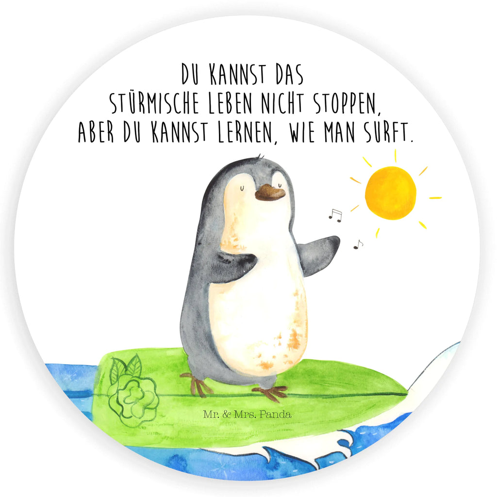 80mm Rund Aufkleber Pinguin Surfer Sticker, Aufkleber, Etikett, Kinder, rund, Pinguin, Pinguine, surfen, Surfer, Hawaii, Urlaub, Wellen, Wellen reiten, Portugal