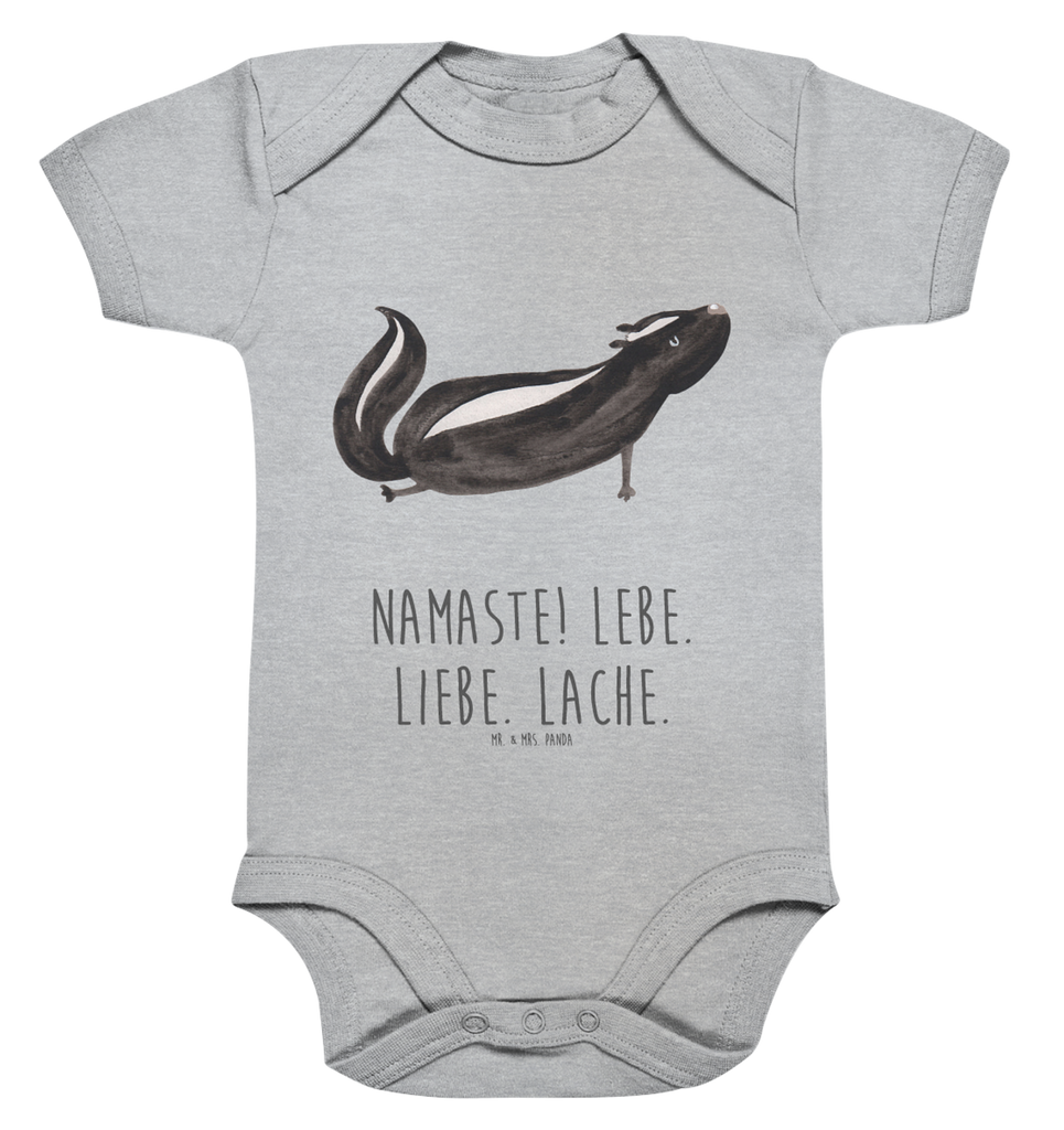 Organic Baby Body Stinktier Yoga Babykleidung, Babystrampler, Strampler, Wickelbody, Baby Erstausstattung, Junge, Mädchen, Stinktier, Skunk, Wildtier, Raubtier, Stinker, Stinki, Yoga, Namaste, Lebe, Liebe, Lache