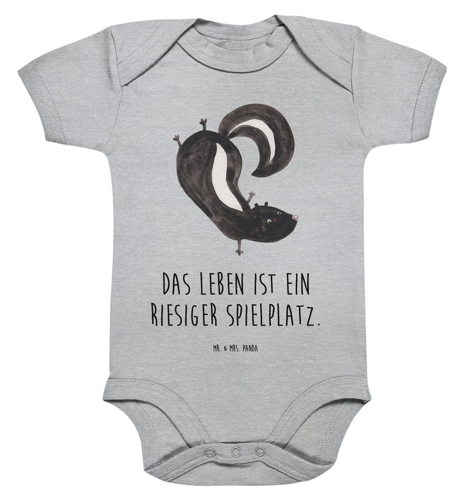 Organic Baby Body Stinktier Handstand Babykleidung, Babystrampler, Strampler, Wickelbody, Baby Erstausstattung, Junge, Mädchen, Stinktier, Skunk, Wildtier, Raubtier, Stinker, Stinki, Spielplatz, verpielt, Kind