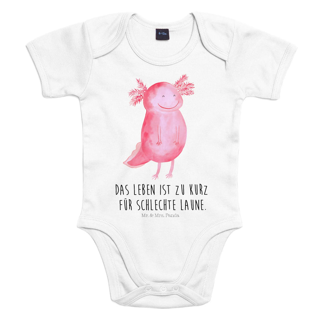 Organic Baby Body Axolotl Glücklich Babykleidung, Babystrampler, Strampler, Wickelbody, Baby Erstausstattung, Junge, Mädchen, Axolotl, Molch, Axolot, Schwanzlurch, Lurch, Lurche, Motivation, gute Laune