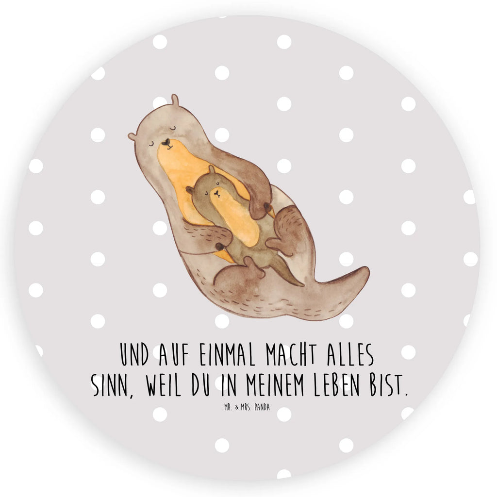 Rund Aufkleber Otter mit Kind Sticker, Aufkleber, Etikett, Otter, Fischotter, Seeotter, Otter Seeotter See Otter