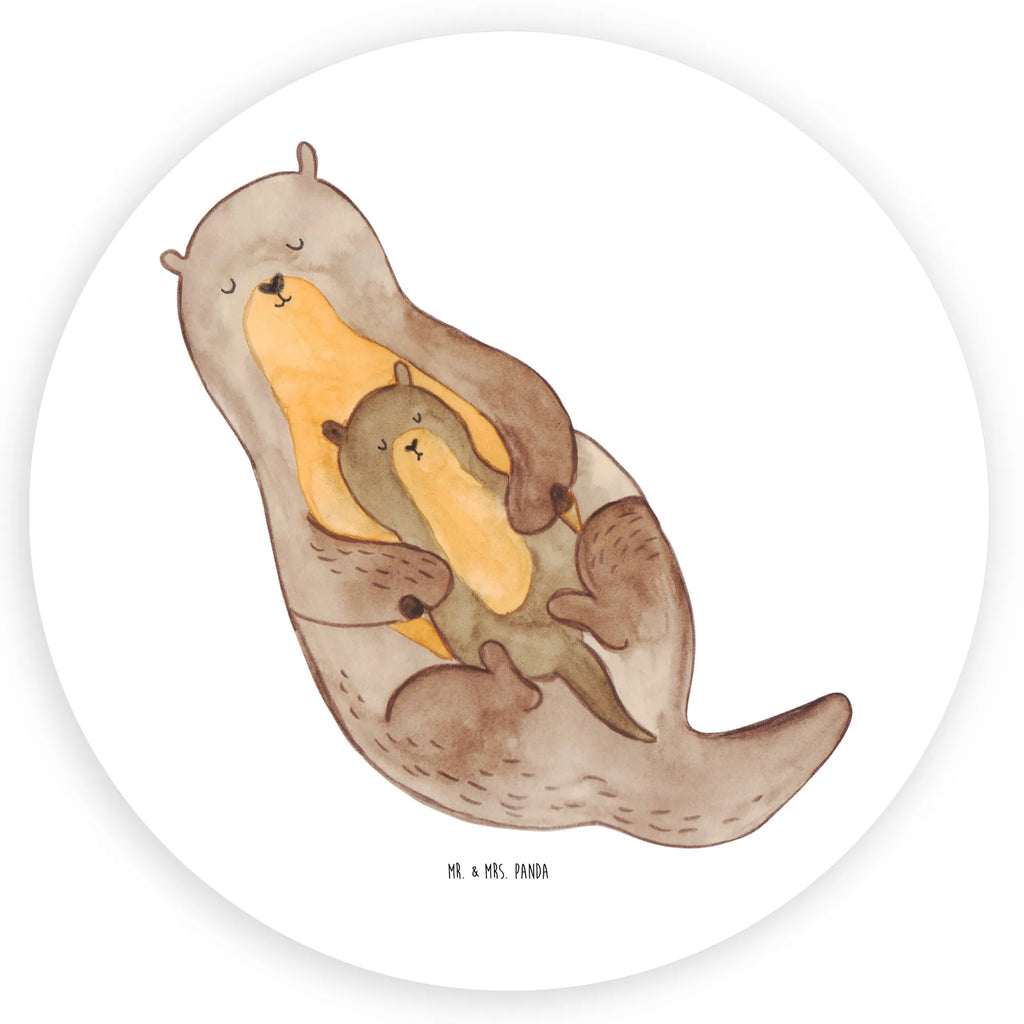 Rund Aufkleber Otter mit Kind Sticker, Aufkleber, Etikett, Otter, Fischotter, Seeotter, Otter Seeotter See Otter