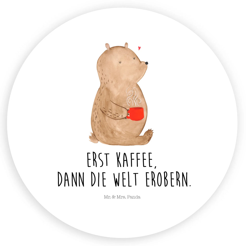 Rund Aufkleber Bär Kaffee Sticker, Aufkleber, Etikett, Bär, Teddy, Teddybär, Kaffee, Coffee, Bären, guten Morgen, Morgenroutine, Welt erobern, Welt retten, Motivation