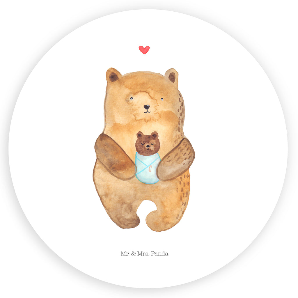 Rund Aufkleber Bär mit Baby Sticker, Aufkleber, Etikett, Bär, Teddy, Teddybär, Eltern, Mutter, Baby, Taufe, Geburt, Nichte, Neffe, Enkel, Enkelin, Täufling, Geburtstag, Glückwunsch