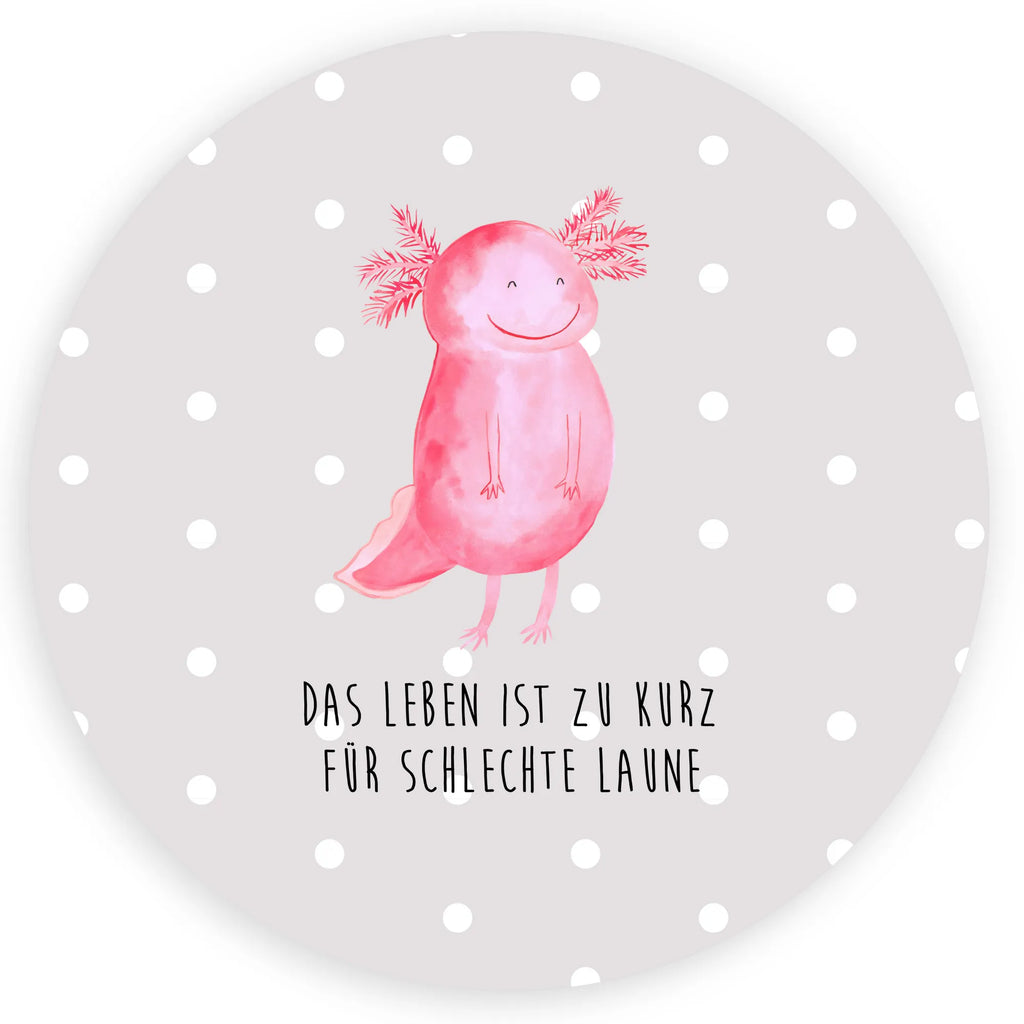 Rund Aufkleber Axolotl glücklich Sticker, Aufkleber, Etikett, Axolotl, Molch, Axolot, Schwanzlurch, Lurch, Lurche, Motivation, gute Laune