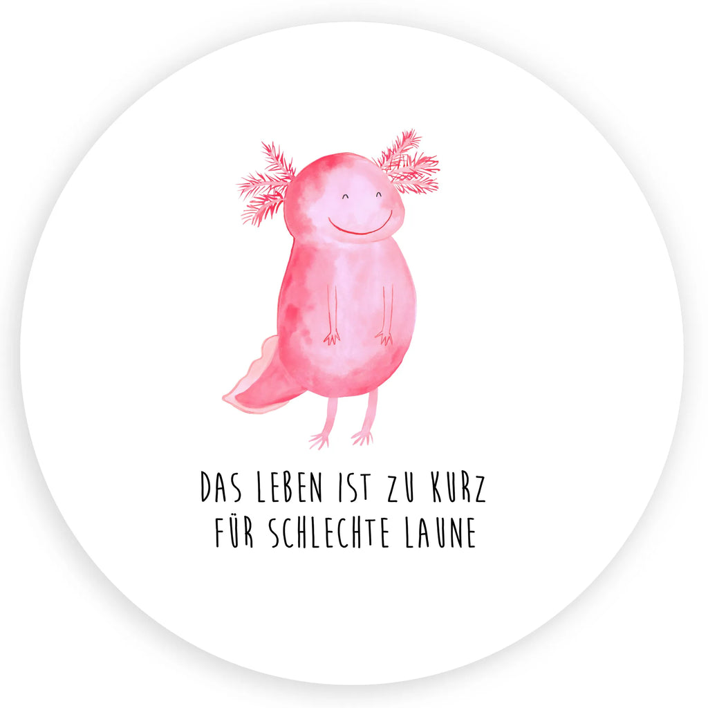 Rund Aufkleber Axolotl glücklich Sticker, Aufkleber, Etikett, Axolotl, Molch, Axolot, Schwanzlurch, Lurch, Lurche, Motivation, gute Laune