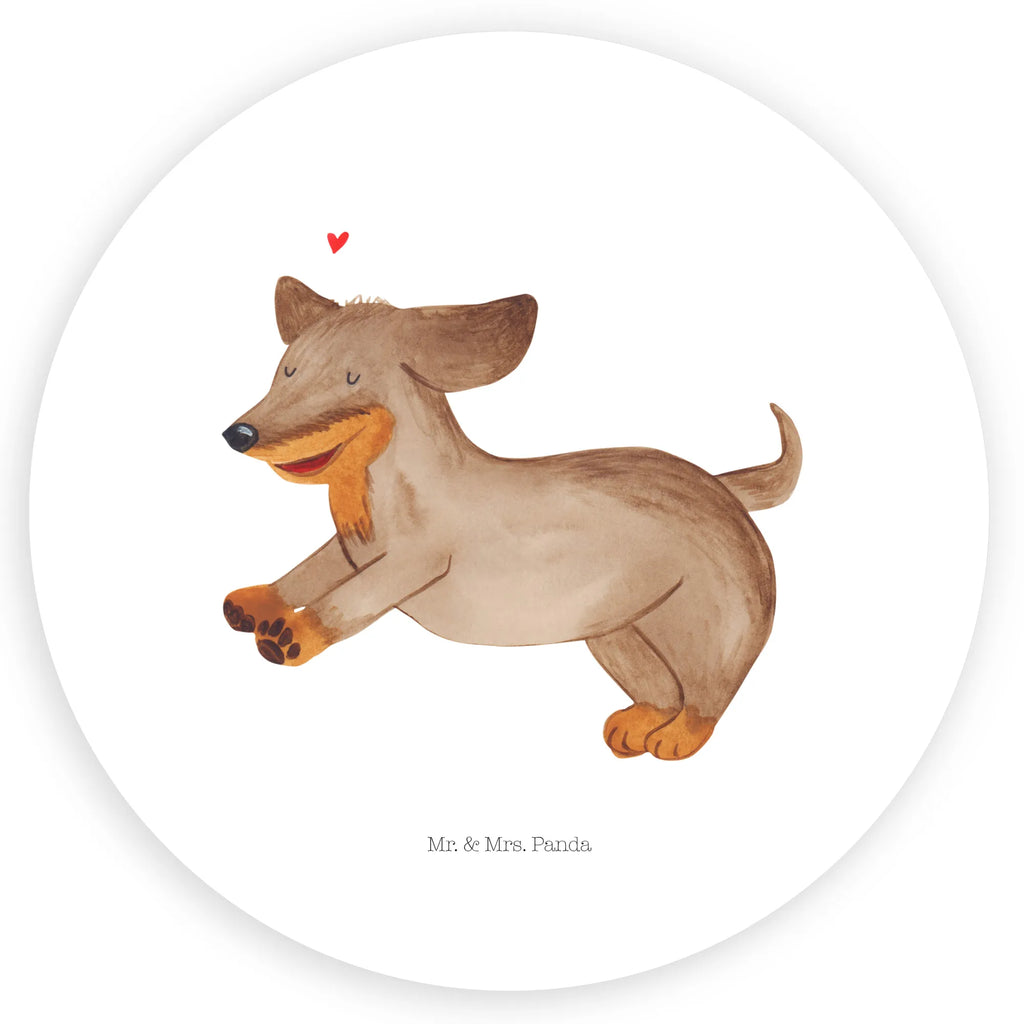 Rund Aufkleber Hund Dackel fröhlich Sticker, Aufkleber, Etikett, Hund, Hundemotiv, Haustier, Hunderasse, Tierliebhaber, Hundebesitzer, Sprüche, Hunde, Dackel, Dachshund, happy dog