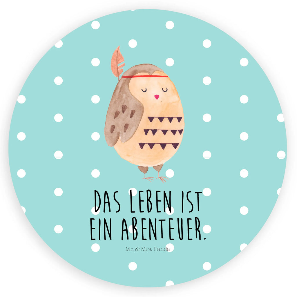 Rund Aufkleber Eule Federschmuck Sticker, Aufkleber, Etikett, Eule, Eule Deko, Owl, Das Leben ist ein Abenteuer, Reisespruch, Federschmuck, Dekoration