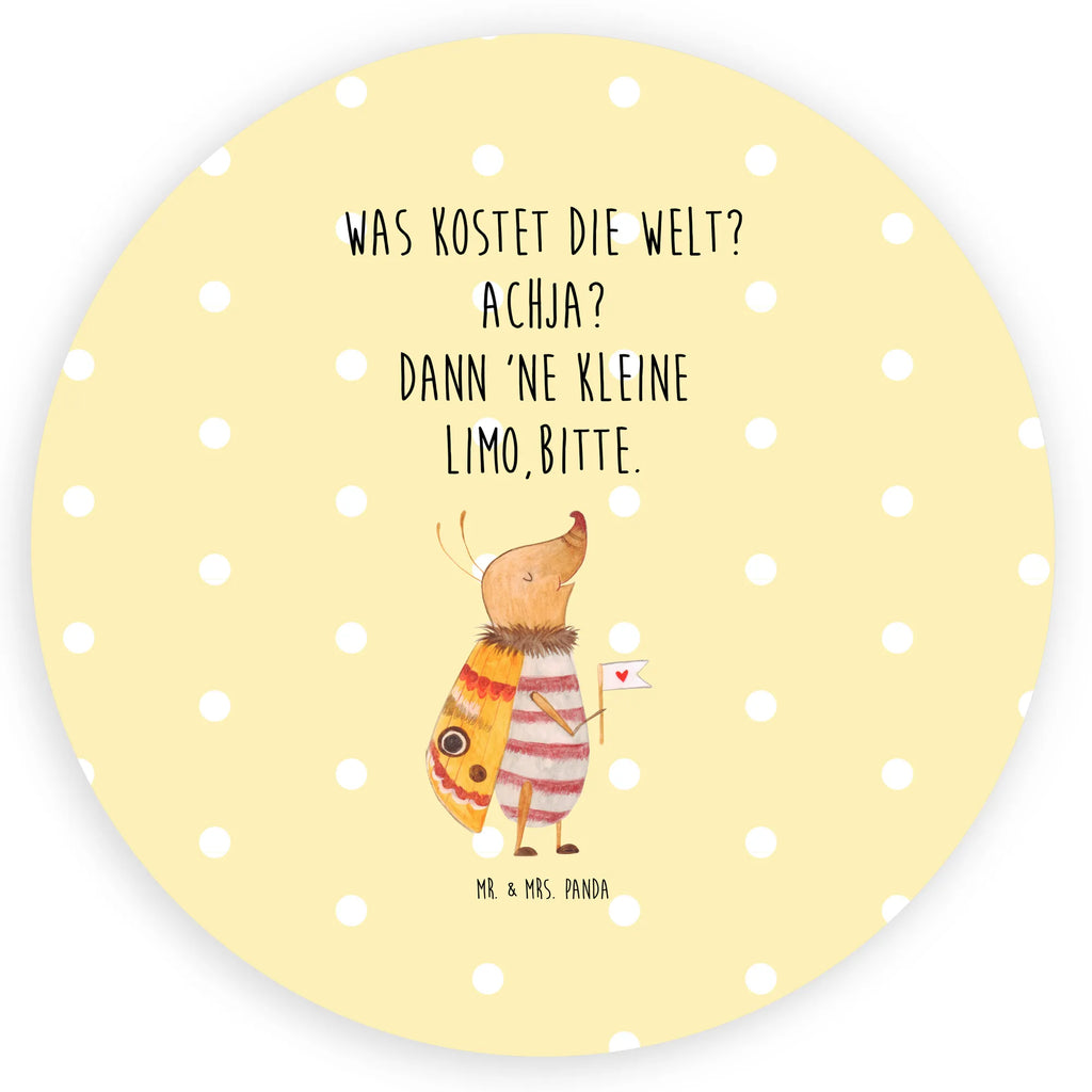 Rund Aufkleber Nachtfalter mit Fähnchen Sticker, Aufkleber, Etikett, Tiermotive, Gute Laune, lustige Sprüche, Tiere, Nachtfalter, Käfer, Spruch lustig, Spruch witzig, süß, niedlich, Küche Deko, Was kostet die Welt