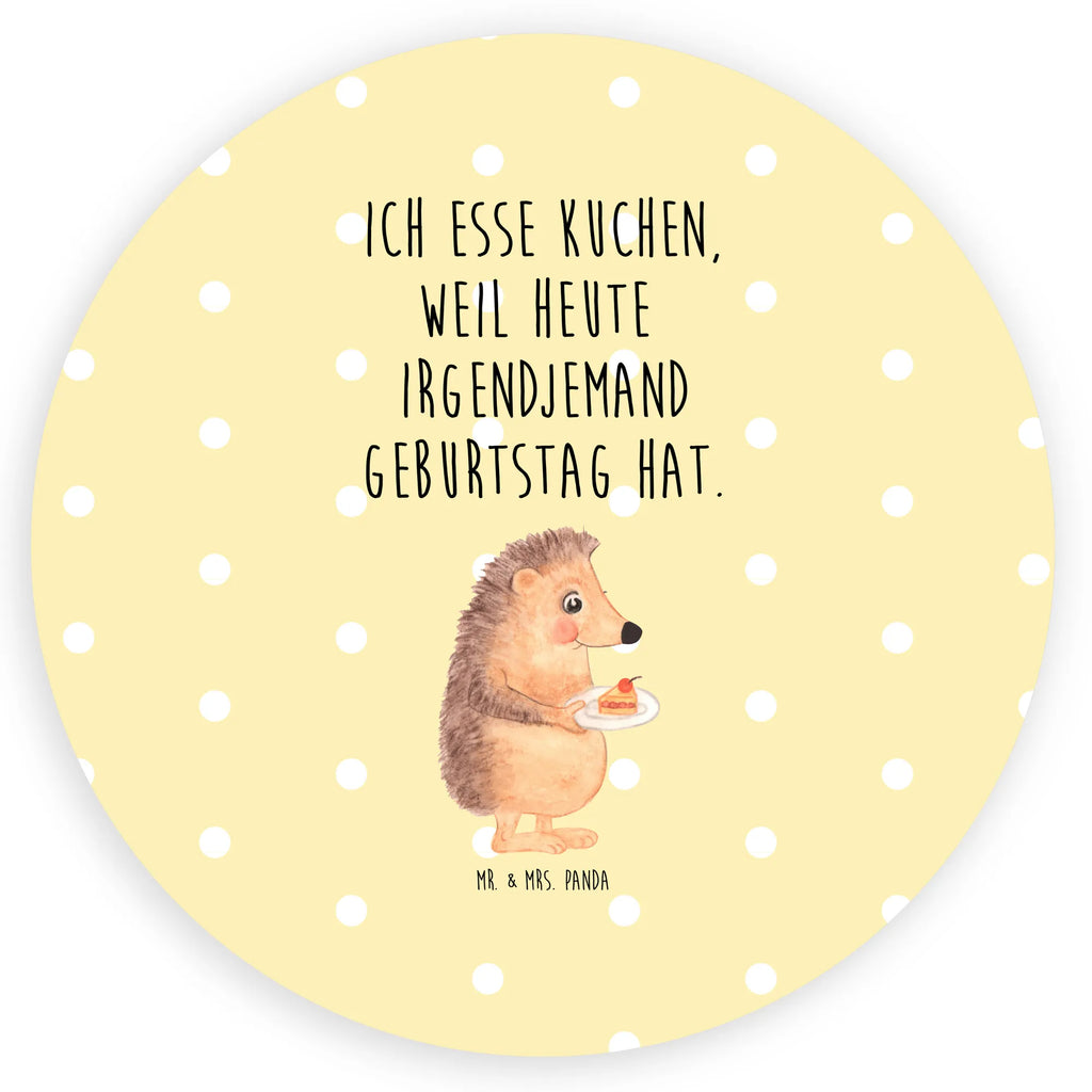 Rund Aufkleber Igel mit Kuchenstück Sticker, Aufkleber, Etikett, Tiermotive, Gute Laune, lustige Sprüche, Tiere, Igel, Essen Spruch, Kuchen, Backen Geschenk, Kuchen backen, Einladung Party, Geburtstagskuchen, Torte