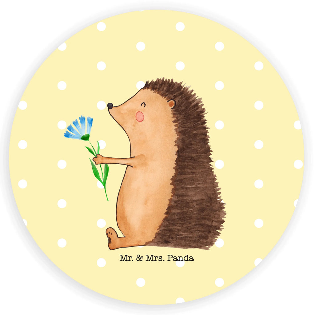 Rund Aufkleber Igel mit Blume Sticker, Aufkleber, Etikett, Tiermotive, Gute Laune, lustige Sprüche, Tiere, Igel, Gute Besserung, Genesungswünsche, Krankheit, Krankenhaus, krank, Besuch