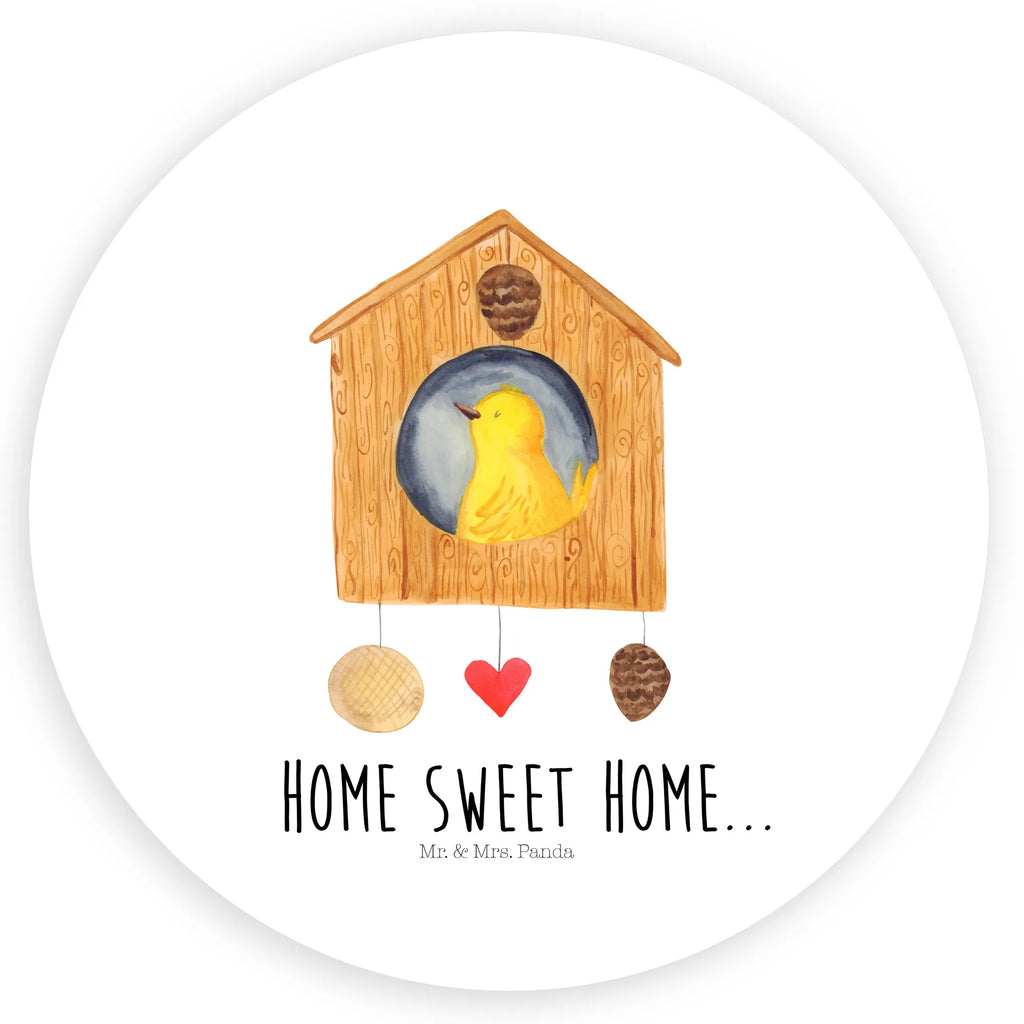 Rund Aufkleber Vogelhaus sweet Home Sticker, Aufkleber, Etikett, Tiermotive, Gute Laune, lustige Sprüche, Tiere, Vogelhaus, Vogel, Home sweet Home, Einzug, Umzug, Geschenk, Einzugsgeschenk, Hausbau, Haus