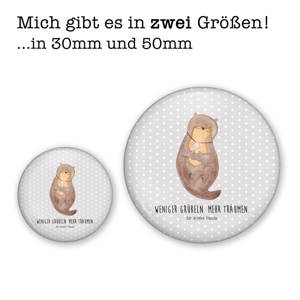 Button Otter mit Muschelmedaillon 50mm Button, Button, Pin, Anstecknadel, Otter, Fischotter, Seeotter, Otterliebe, grübeln, träumen, Motivation, Tagträumen, Büro