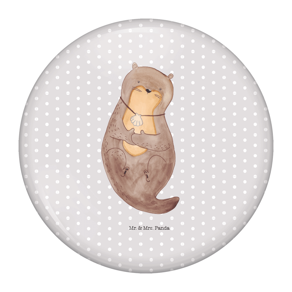 Button Otter mit Muschelmedaillon 50mm Button, Button, Pin, Anstecknadel, Otter, Fischotter, Seeotter, Otterliebe, grübeln, träumen, Motivation, Tagträumen, Büro