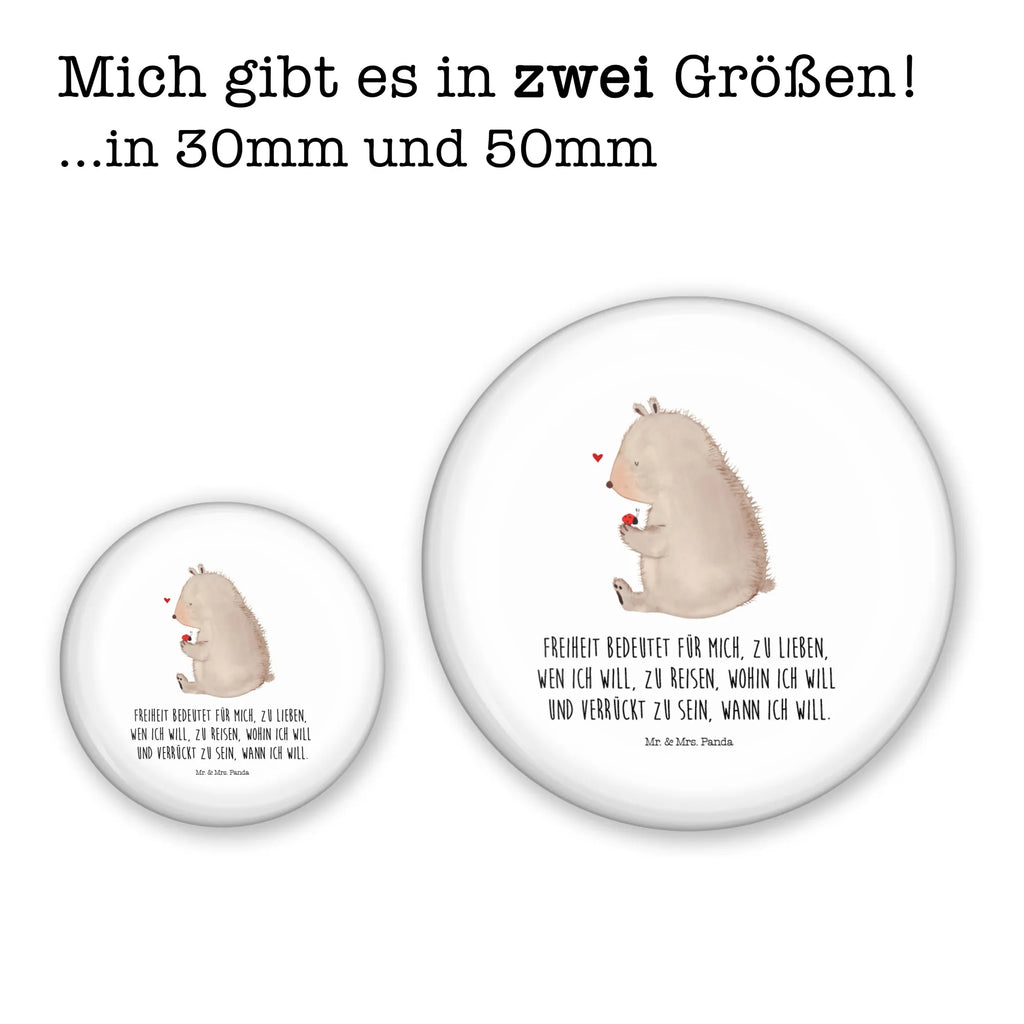 Button Bär mit Marienkäfer 50mm Button, Button, Pin, Anstecknadel, Bär, Teddy, Teddybär, Marienkäfer, Liebe, Freiheit, Motivation, Das Leben ist schön