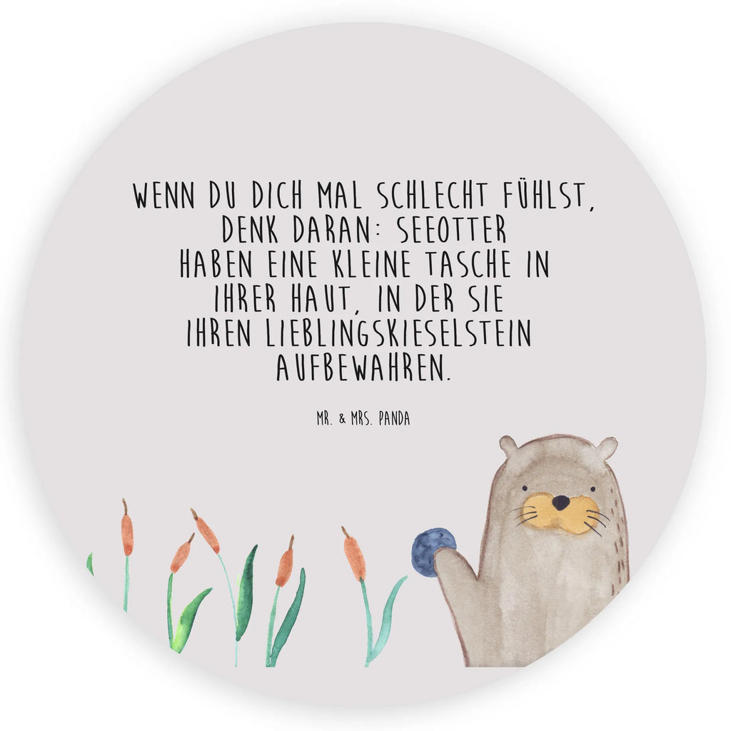 Rund Aufkleber Otter mit Stein Sticker, Aufkleber, Etikett, Otter, Fischotter, Seeotter, Otter Seeotter See Otter