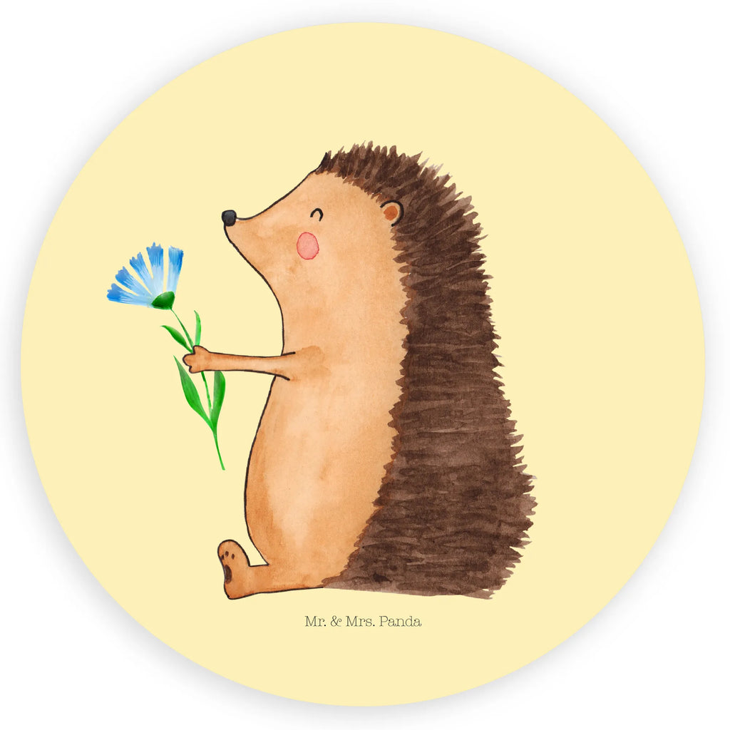 Rund Aufkleber Igel mit Blume Sticker, Aufkleber, Etikett, Tiermotive, Gute Laune, lustige Sprüche, Tiere, Igel, Gute Besserung, Genesungswünsche, Krankheit, Krankenhaus, krank, Besuch