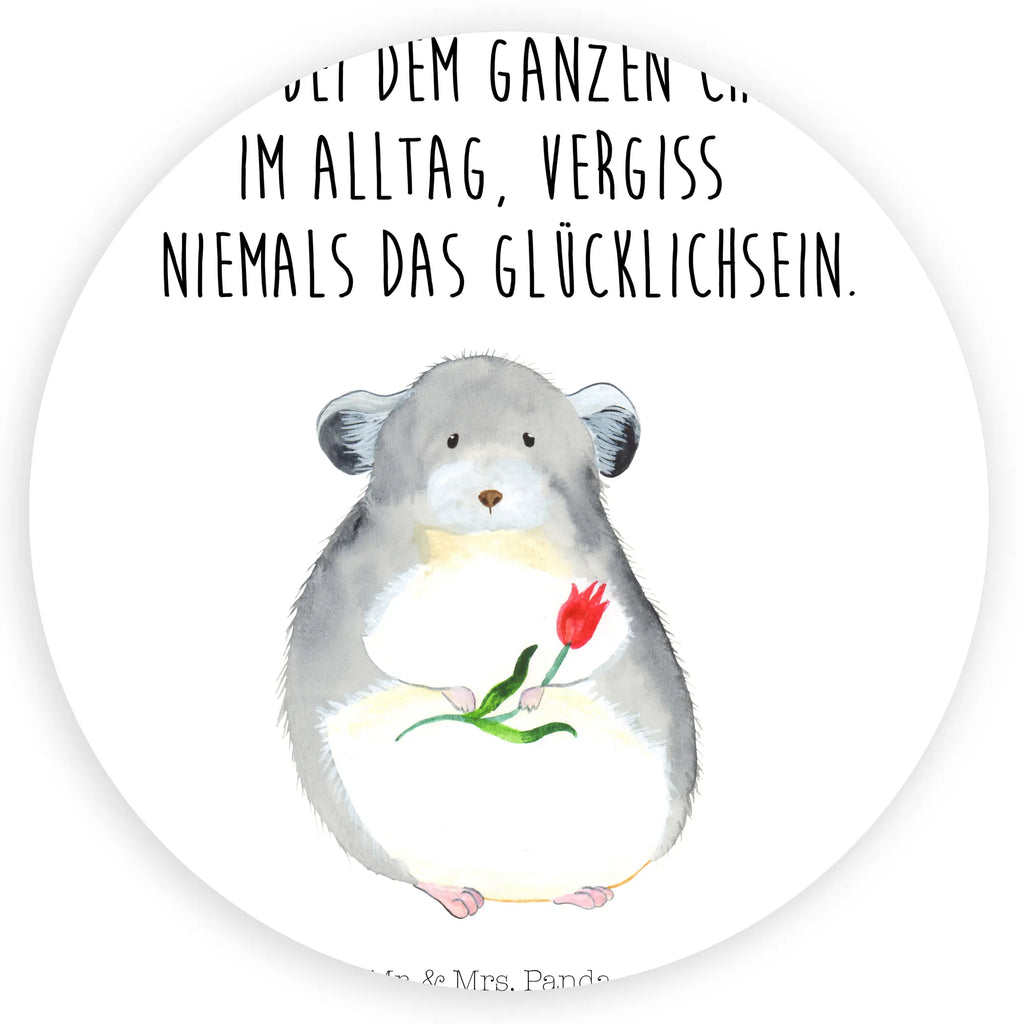 Rund Aufkleber Chinchilla mit Blume Sticker, Aufkleber, Etikett, Tiermotive, Gute Laune, lustige Sprüche, Tiere, Chinchilla, Chinchillas, Liebeskummer, Kummer, Depressionen, traurig sein, Chaos, Glücklichsein, Büro, Büroalltag